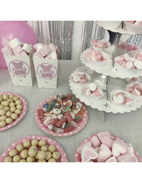 Mesa Dulce Bautizo Rosa Personalizada Con Todas Las Chuches