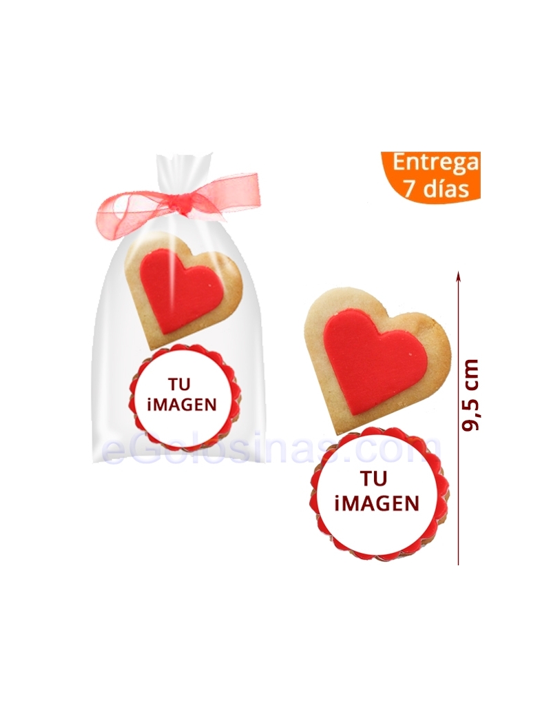 2 Galletas Corazón Con Foto Personalizado