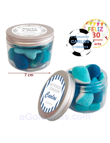 Comprar Caja azul mas 10 botes 1ª comunión online - Chuches Baratas