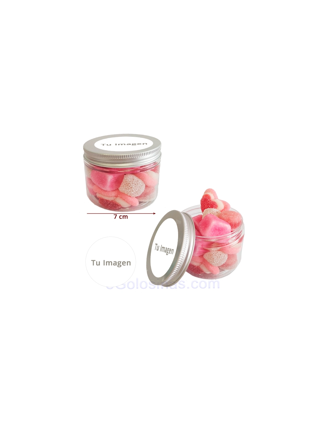 tarro chuches rosas 130gr personalizada para regalar detalles dulces