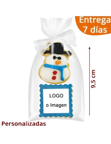 2 Galletas Navidad Muñeco Nieve Y Logo Personalizadas