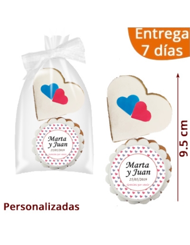 2 Galletas Boda Corazón Y Personalizada E40