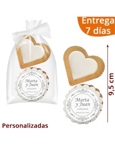 2 Galletas Boda Corazón Personalizadas E37