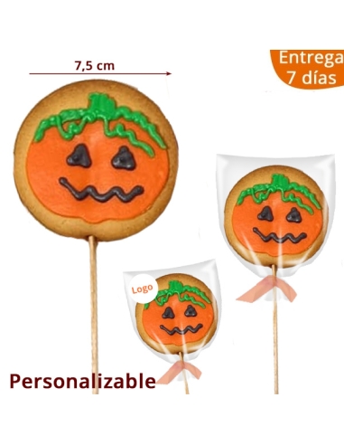 Piruleta Galleta Calabaza Halloween personalizable