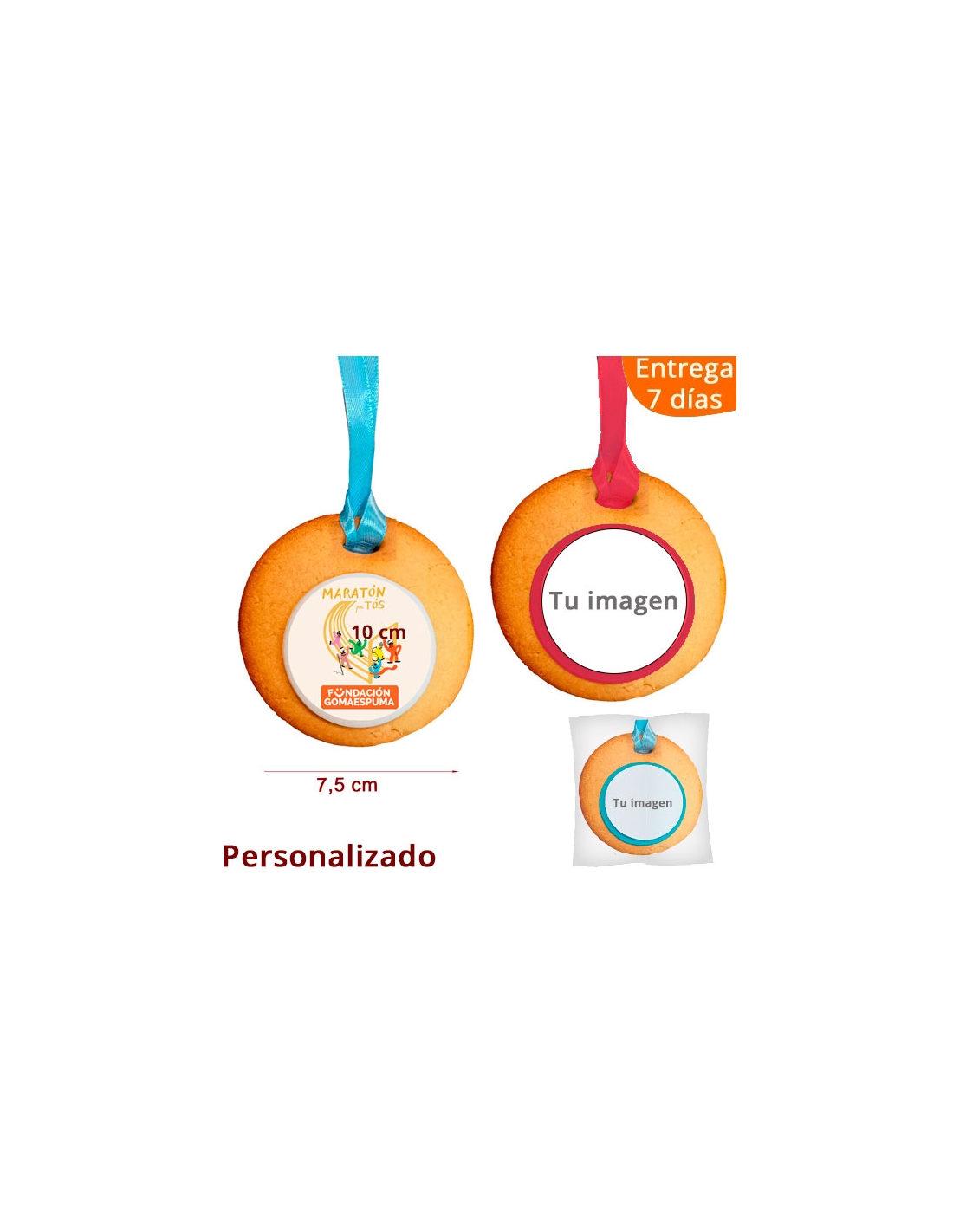 Galletas Medalla con cinta personalizadas 1ud