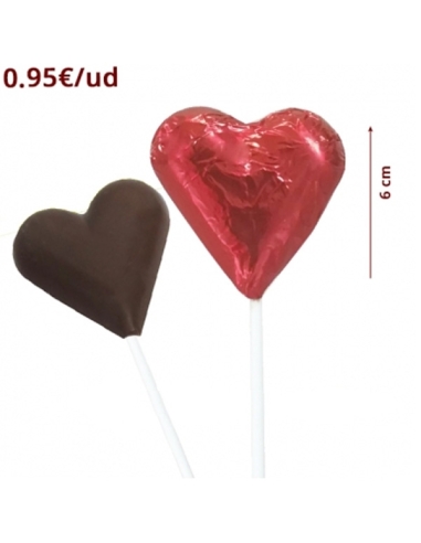 Piruleta Corazón Chocolate envuelto rojo 18uds Menudos Duendes