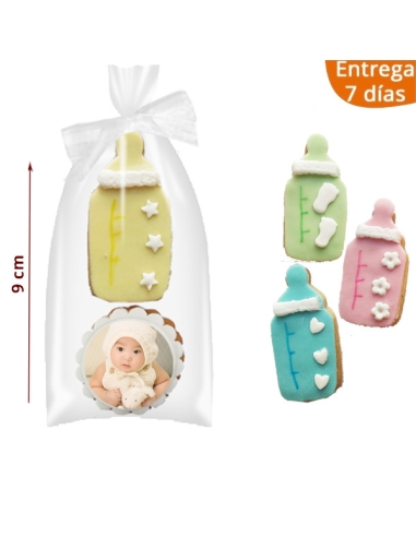 2 Galletas Bebé Biberón con foto personalizadas