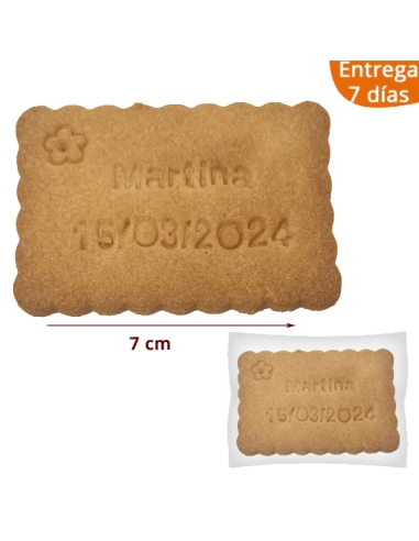 Galleta personalizada con nombre y fecha marcada