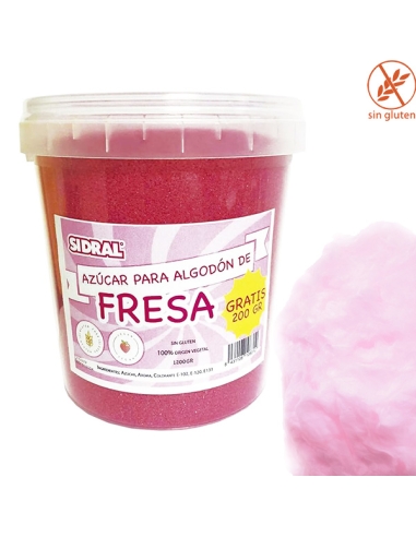 Cubo de Azúcar para hacer Algodón de azúcar Fresa Rosa 1.2Kg