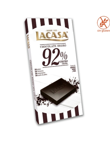 Tabletas de Chocolate Negro 92% 100gr 20uds Chocolates Lacasa