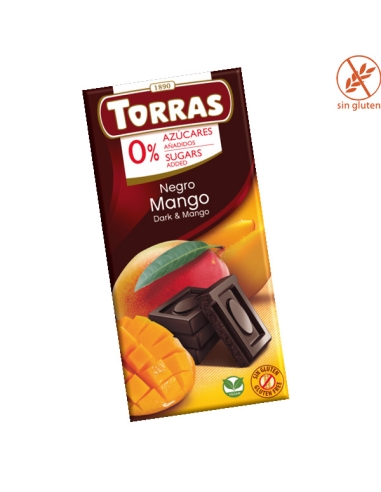 Tableta Chocolate Negro con Mango sin azúcar 75gr Torras