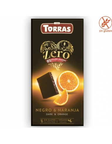 Tableta Chocolate Negro con Fondant Naranjas ZERO azúcares 125Gr Torras