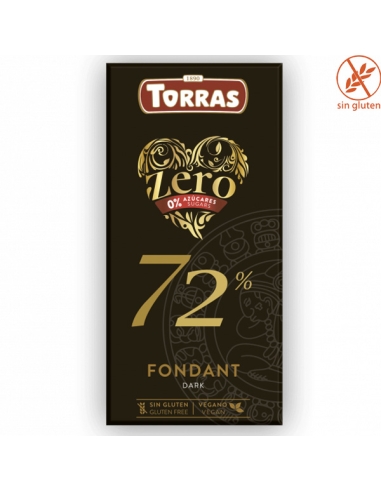 Tableta Chocolate Negro 72% ZERO azúcares 100Gr Torras