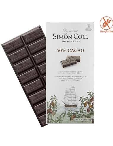 Tableta Chocolate Negro 50% 85gr 10uds Simón Coll