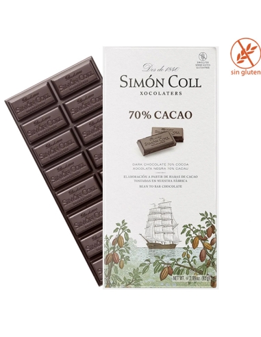 Tableta de Chocolate Negro 70% 85gr 10uds Simón Coll