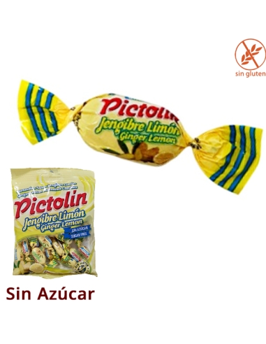 Caramelos Pictolín Jengibre Limón sin azúcar 12 Bolsitas 65Gr