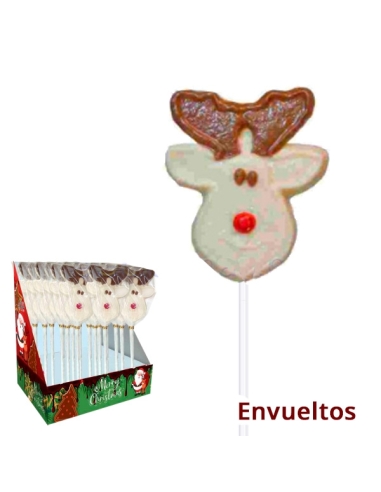 Piruleta Chocolate Navidad de Reno 40gr 18uds