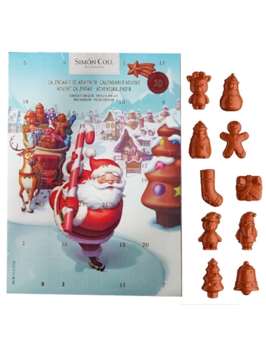 Mega Calendario Chocolate Papa Noel Figuras 3D 216Gr Simón Coll