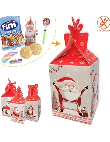 Caja Cartón Regalo Papa Noel con chuches y Chocolate 145Gr