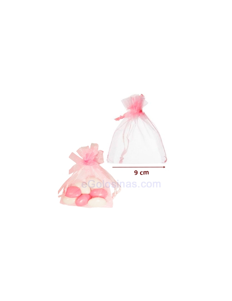 6 BOLSAS ORGANZA ROSA 9x11cm personalizables