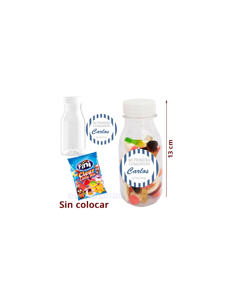 BOTELLA MINI CHUCHES BRILLO COMUNION personalizada