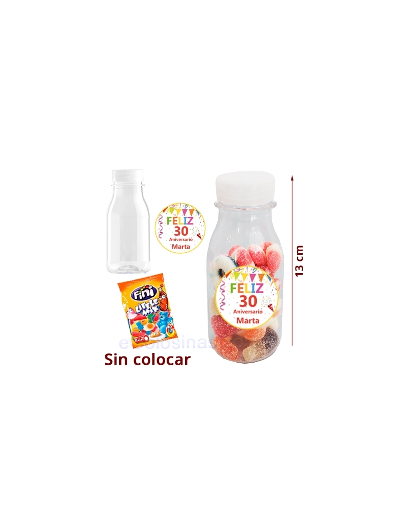 BOTELLA MINI CHUCHES PICA CUMPLEAÑOS personalizada