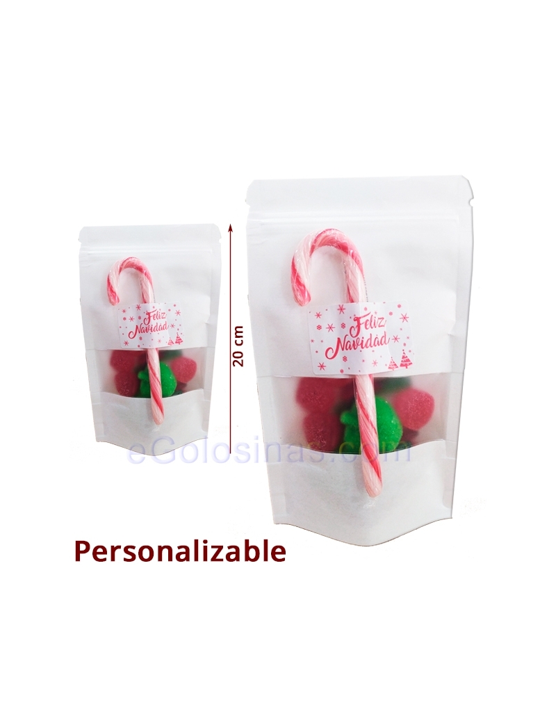 bolsa carton chuches rojas y verdes navidad bastón 120gr personalizado
