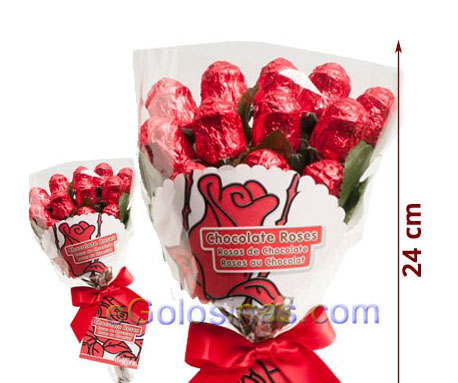 corazones de chocolate San Valentín ramo